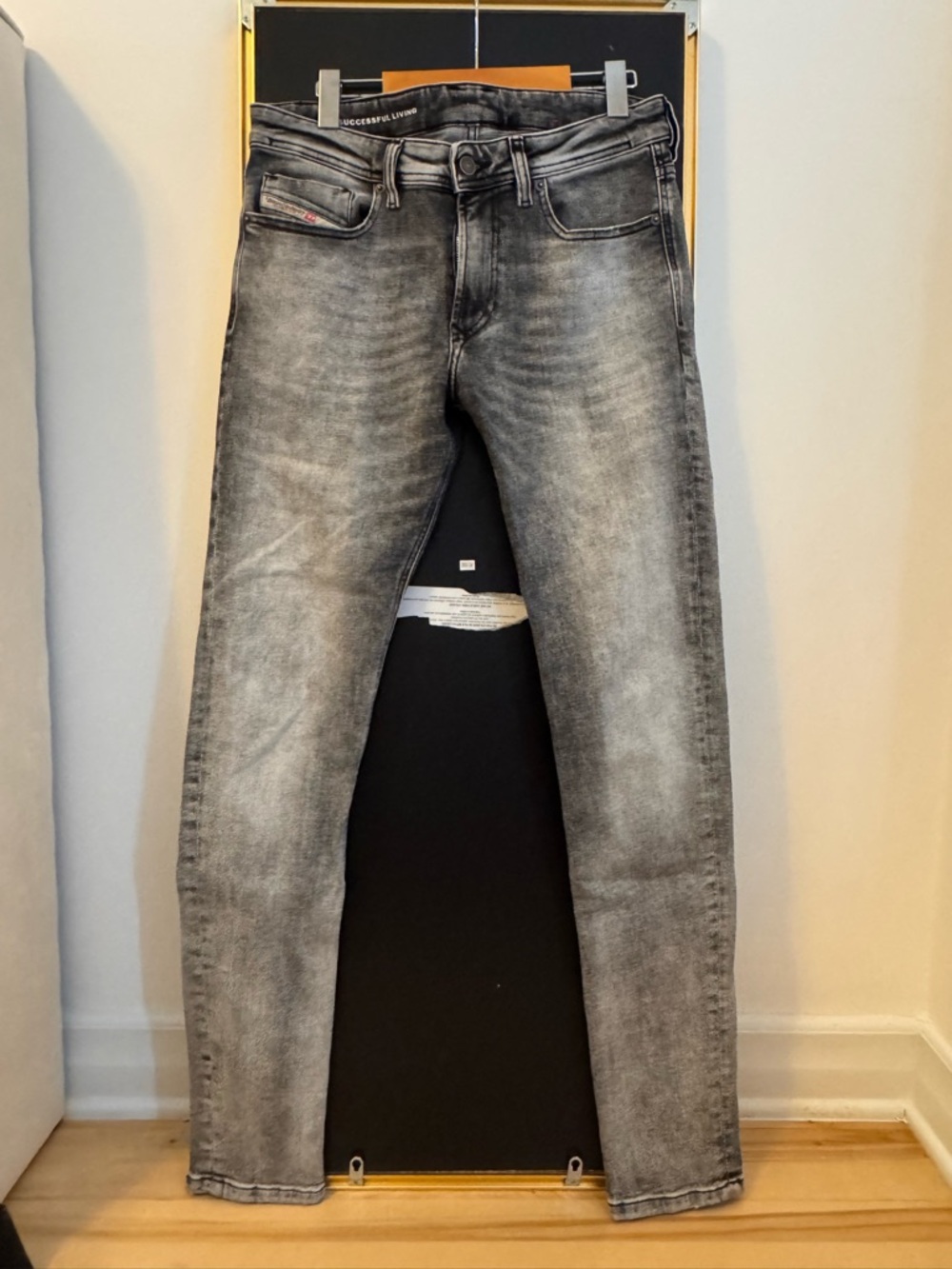 Diesel Men's Slim Straight Grey Washed Jeans